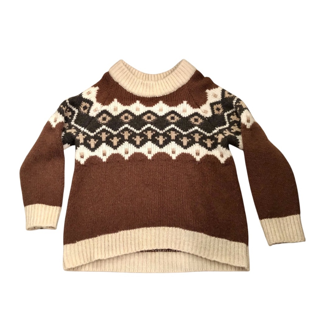 Aerie Brown Fair Isle Oversized Sweater Size M